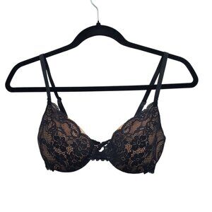 Victoria's Secret IPEX Demi Vintage Y2K Nude Black Lace Underwire Bra Size 34C